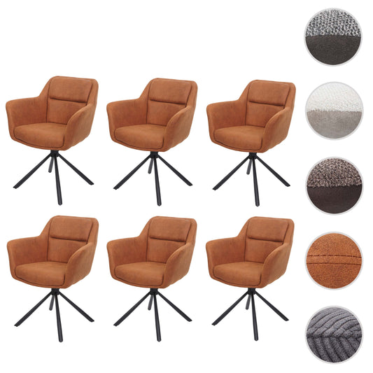Cosmo Casa - Set van 6 Eetkamerstoelen - Swivel - Suède Bruin