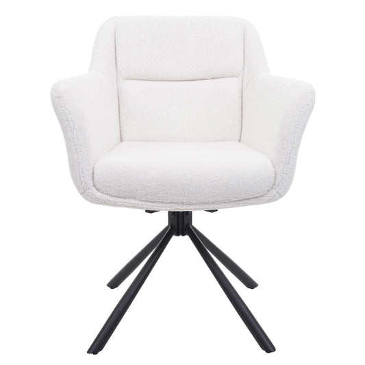 Cosmo Casa - Set van 6 Eetkamerstoelen - Draaibaar - Bouclé - Wit