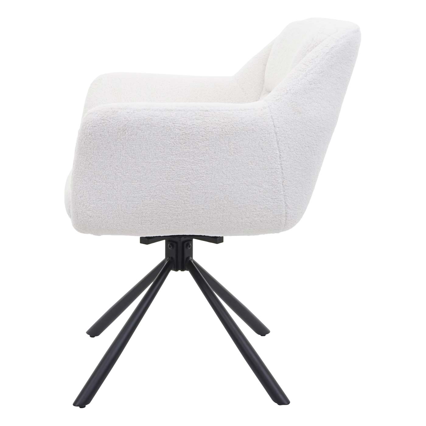 Cosmo Casa - Set van 6 Eetkamerstoelen - Draaibaar - Bouclé - Wit