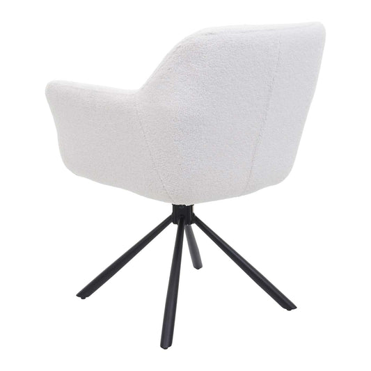 Cosmo Casa - Set van 6 Eetkamerstoelen - Draaibaar - Bouclé - Wit