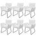 Cosmo Casa - Set van 6 Eetkamerstoelen - Armleuning - Bouclé - Wit