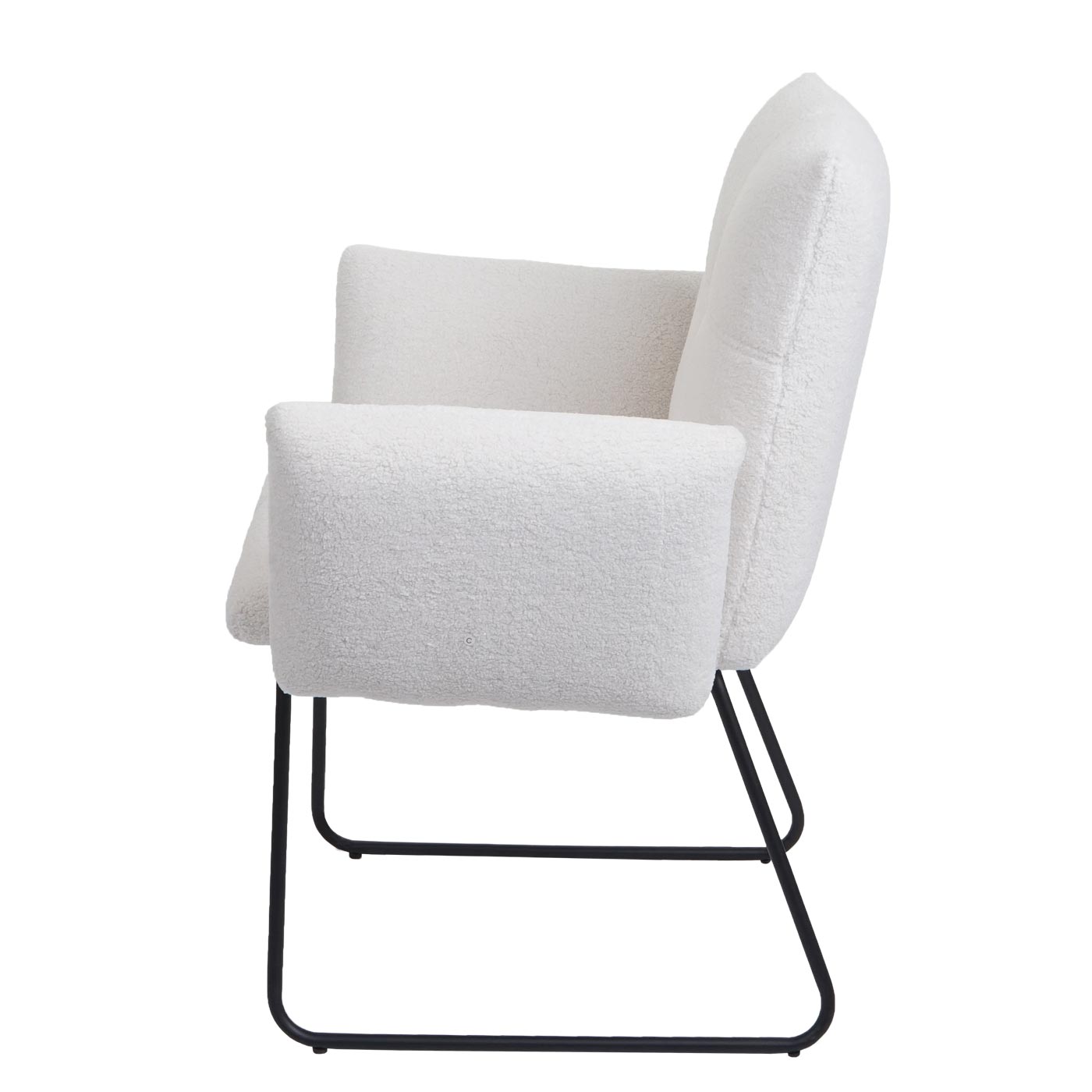 Cosmo Casa - Set van 6 Eetkamerstoelen - Armleuning - Bouclé - Wit