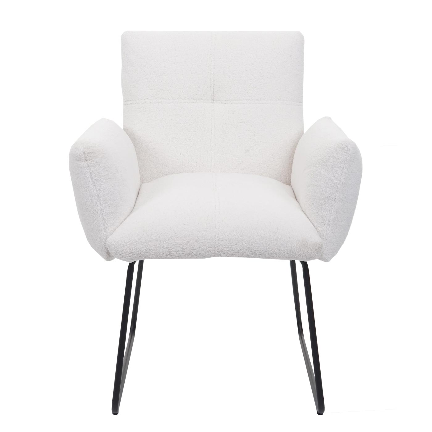 Cosmo Casa - Set van 6 Eetkamerstoelen - Armleuning - Bouclé - Wit