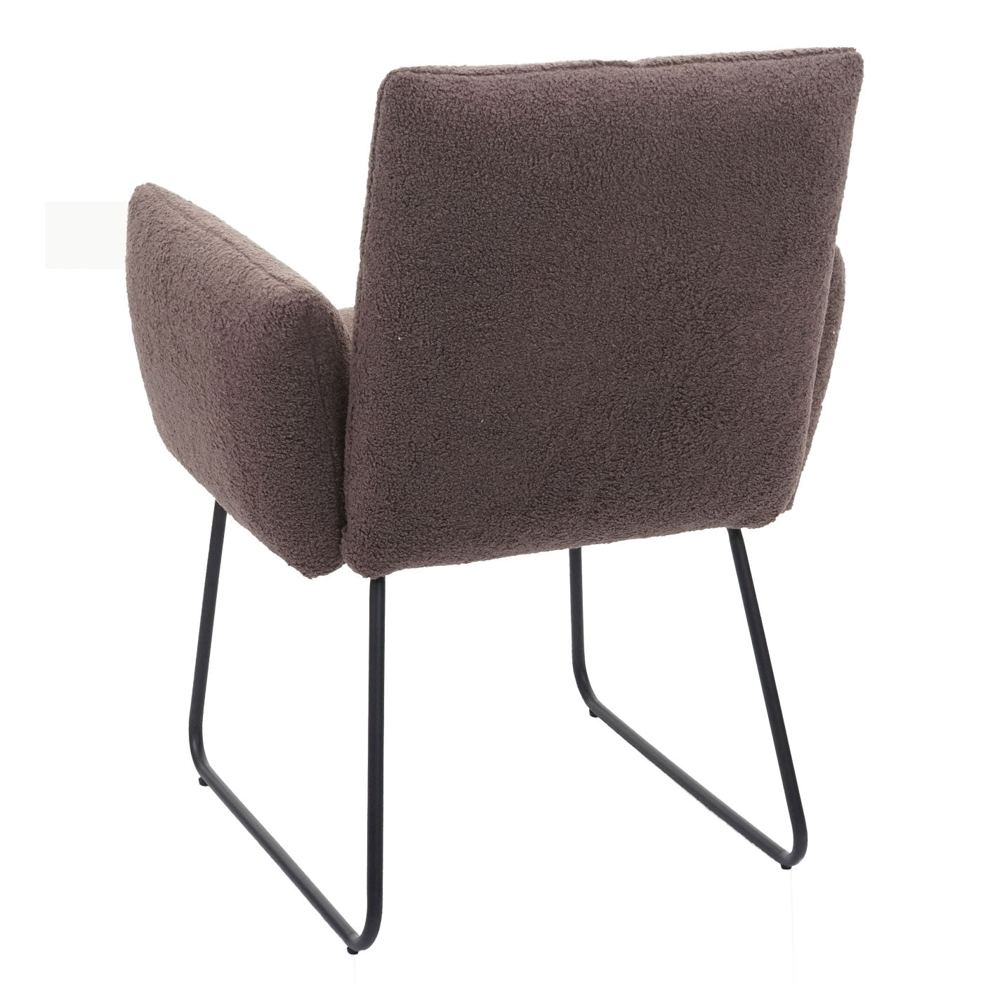 Cosmo Casa - Set van 6 Eetkamerstoelen - Armleuning - Bouclé - Bruin