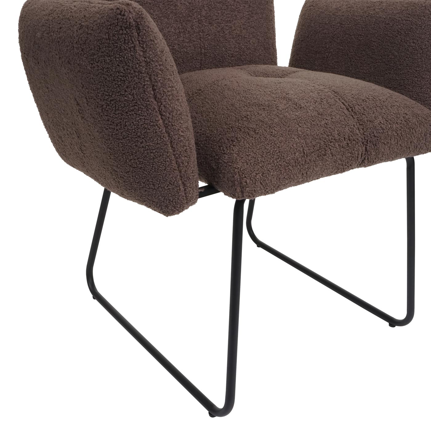 Cosmo Casa - Set van 6 Eetkamerstoelen - Armleuning - Bouclé - Bruin