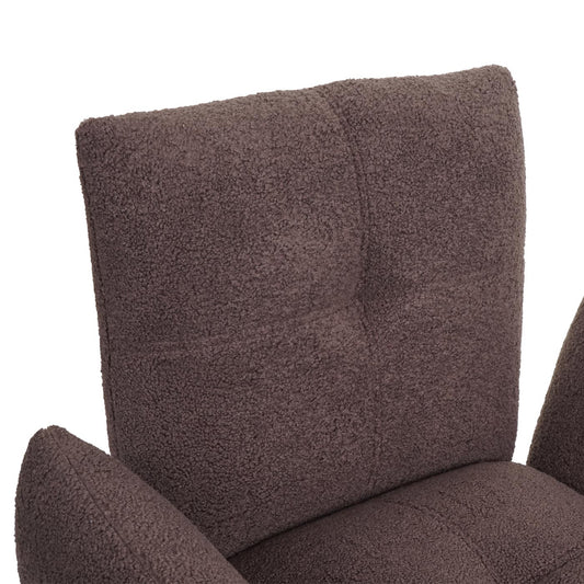 Cosmo Casa - Set van 6 Eetkamerstoelen - Armleuning - Bouclé - Bruin