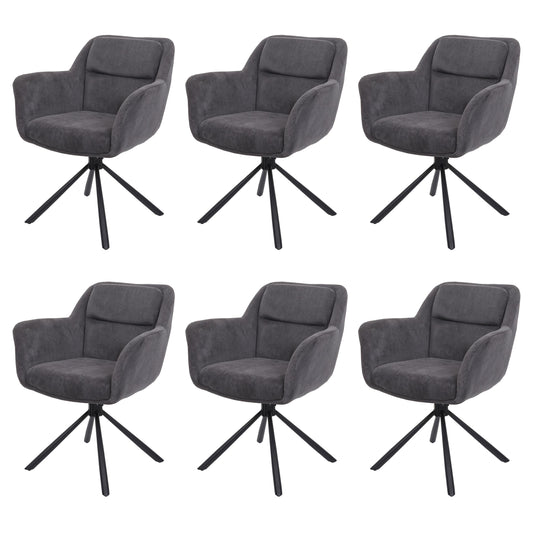 Cosmo Casa - Set van 6 Eetkamerstoelen - Verstelbaar - Corduroy - Grijs