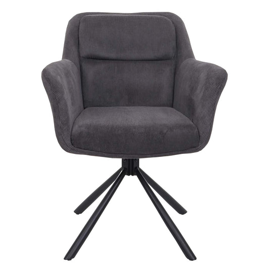 Cosmo Casa - Set van 6 Eetkamerstoelen - Verstelbaar - Corduroy - Grijs