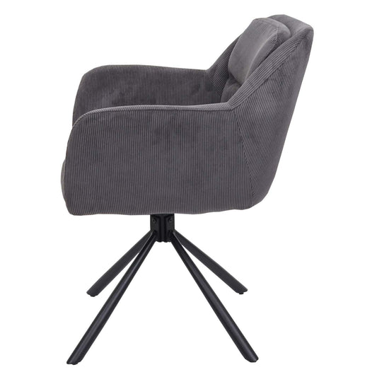 Cosmo Casa - Set van 6 Eetkamerstoelen - Verstelbaar - Corduroy - Grijs