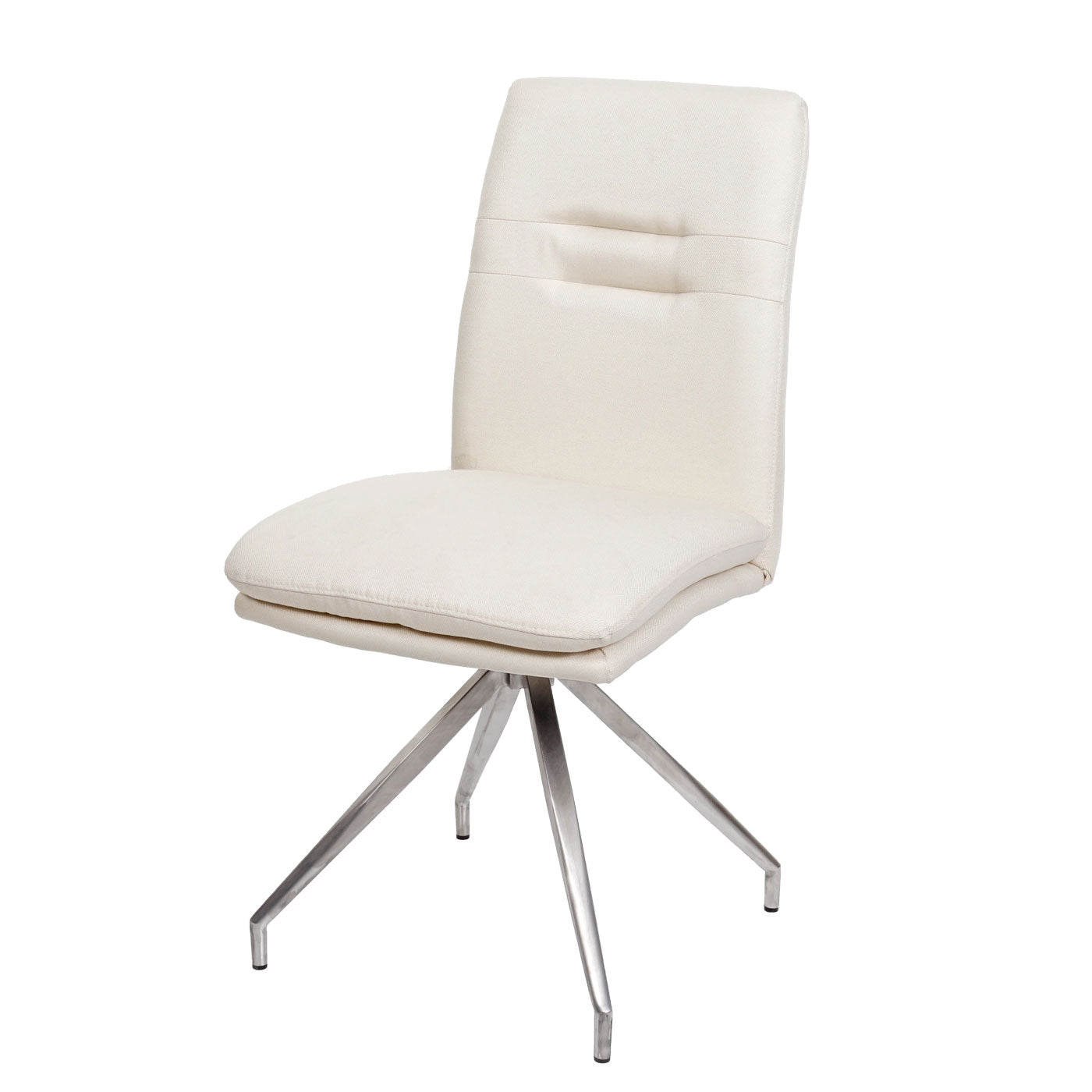 Cosmo Casa - Set van 6 Eetkamerstoelen - Geborsteld - Roestvrij staal - Crème-Beige