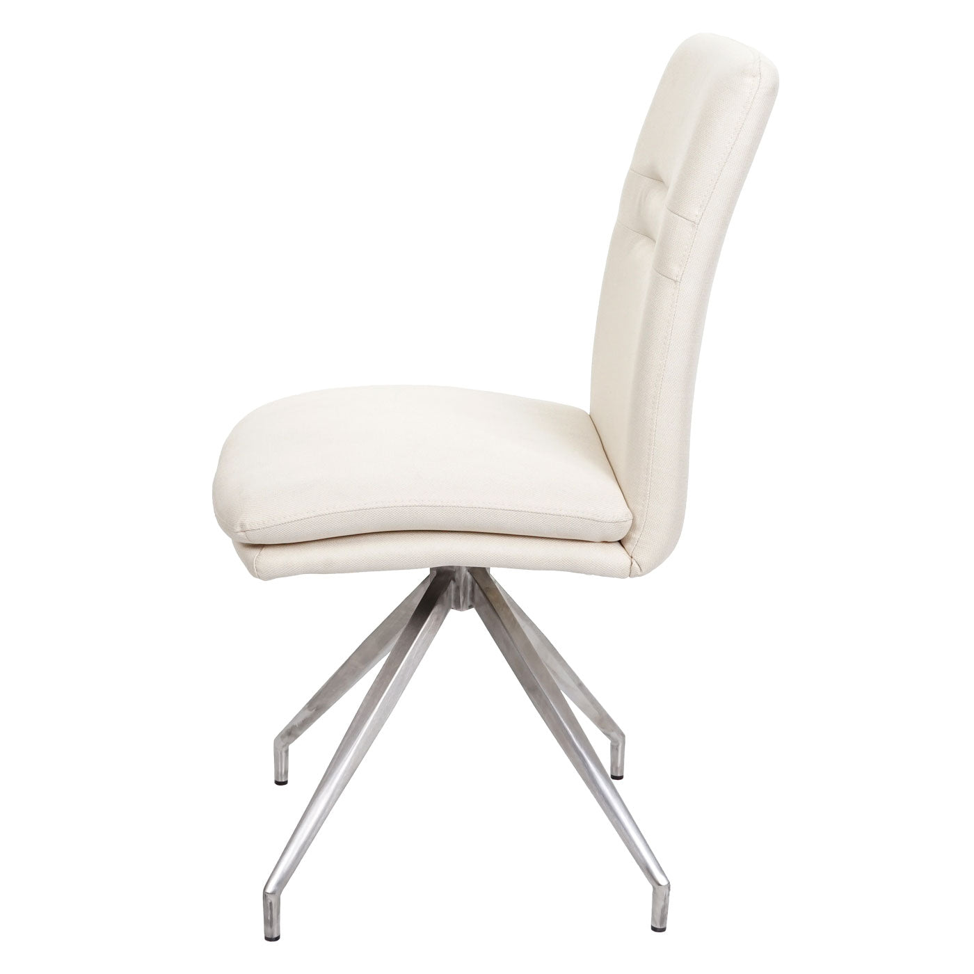 Cosmo Casa - Set van 6 Eetkamerstoelen - Geborsteld - Roestvrij staal - Crème-Beige