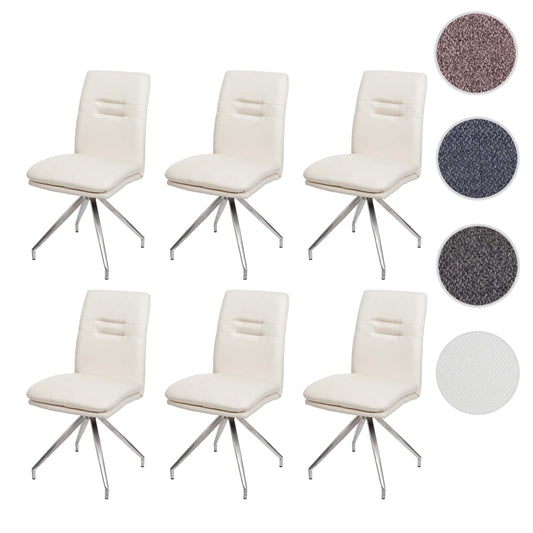 Cosmo Casa - Set van 6 Eetkamerstoelen - Geborsteld - Roestvrij staal - Crème-Beige