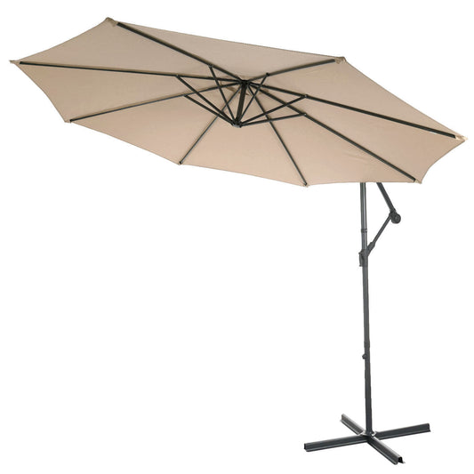 Cosmo Casa - Acerra zweefparasol - Zonwerende parasol - 3m kantelbaar - Polyester staal - 11kg - Zandbeige zonder voet