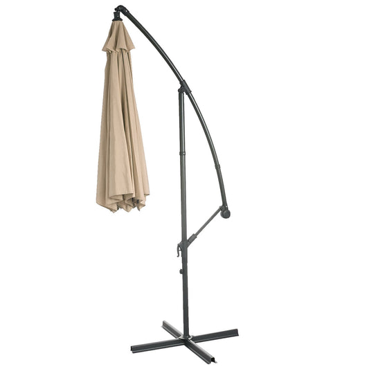 Cosmo Casa - Acerra zweefparasol - Zonwerende parasol - 3m kantelbaar - Polyester staal - 11kg - Zandbeige zonder voet