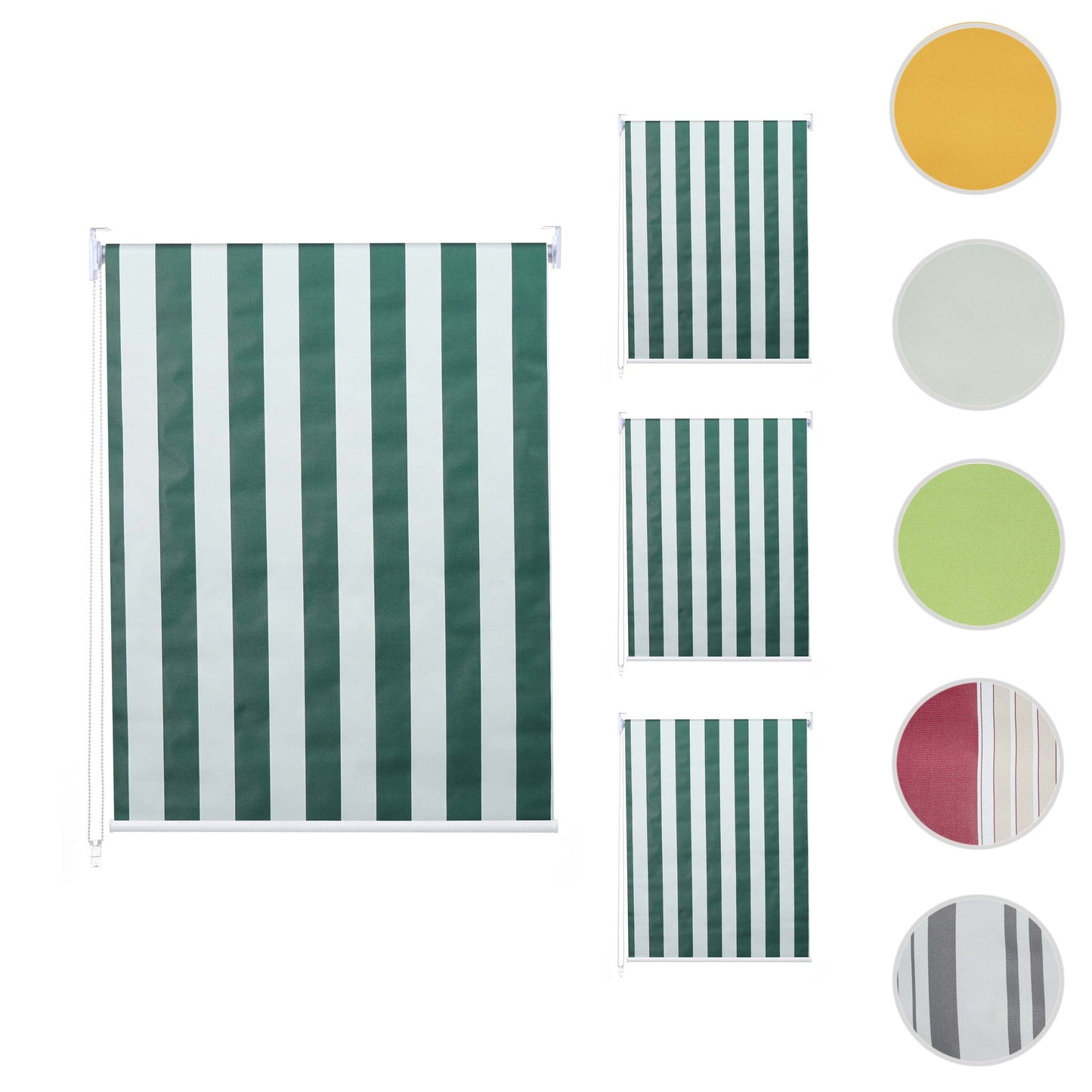 Cosmo Casa - Set van 4 Rolgordijnen - Ondoorzichtig - Textiel - Groenwit - 100×160 cm