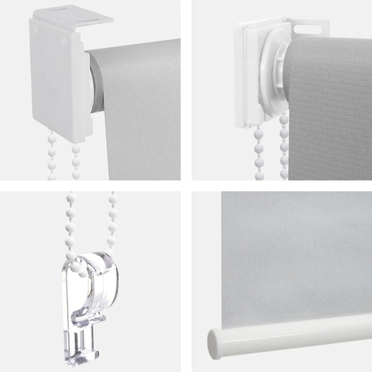 Cosmo Casa - Set van 4 Rolgordijnen - Ondoorzichtig - Textiel - Grijswit - 100×160 cm