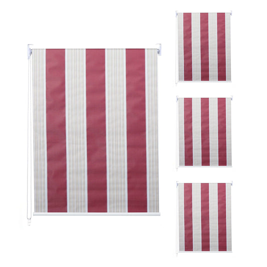 Cosmo Casa - Set van 4 Rolgordijnen - Ondoorzichtig - Textiel - Roodwitbeige - 120×230 cm