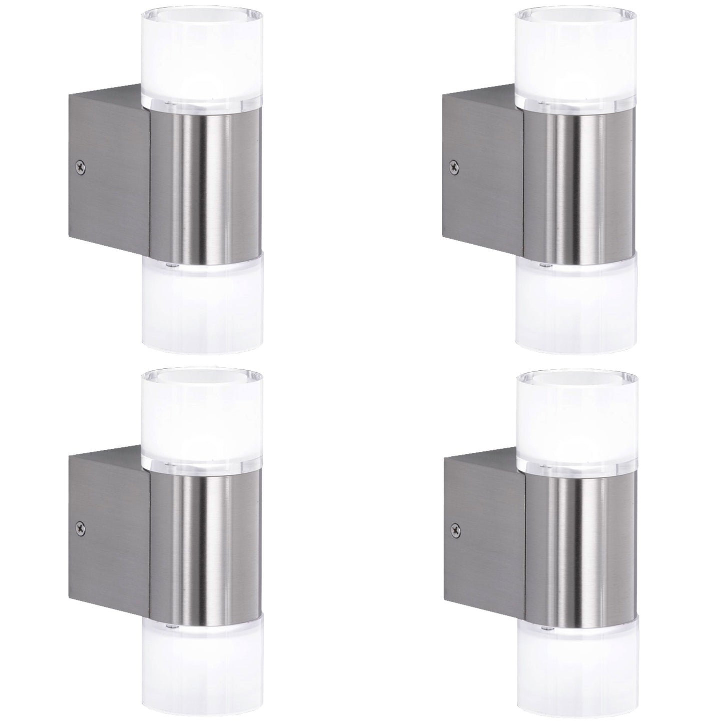 Cosmo Casa - Set van 4 Wandlampen - Met gloeilamp - Metaal - Chroom