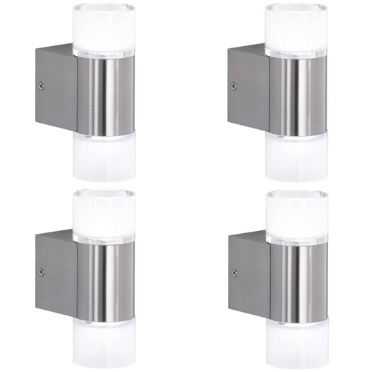 Cosmo Casa - Set van 4 Wandlampen - Met gloeilamp - Metaal - Chroom