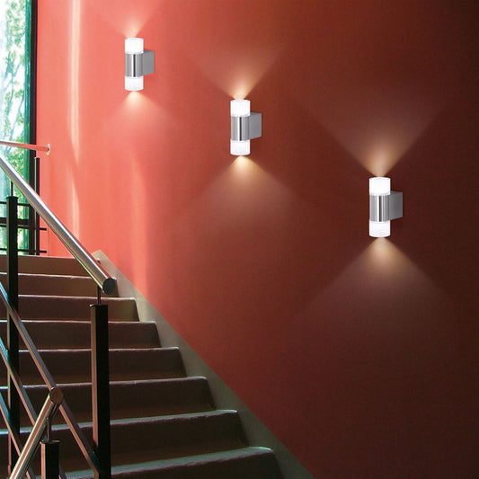 Cosmo Casa - Set van 4 Wandlampen - Met gloeilamp - Metaal - Chroom