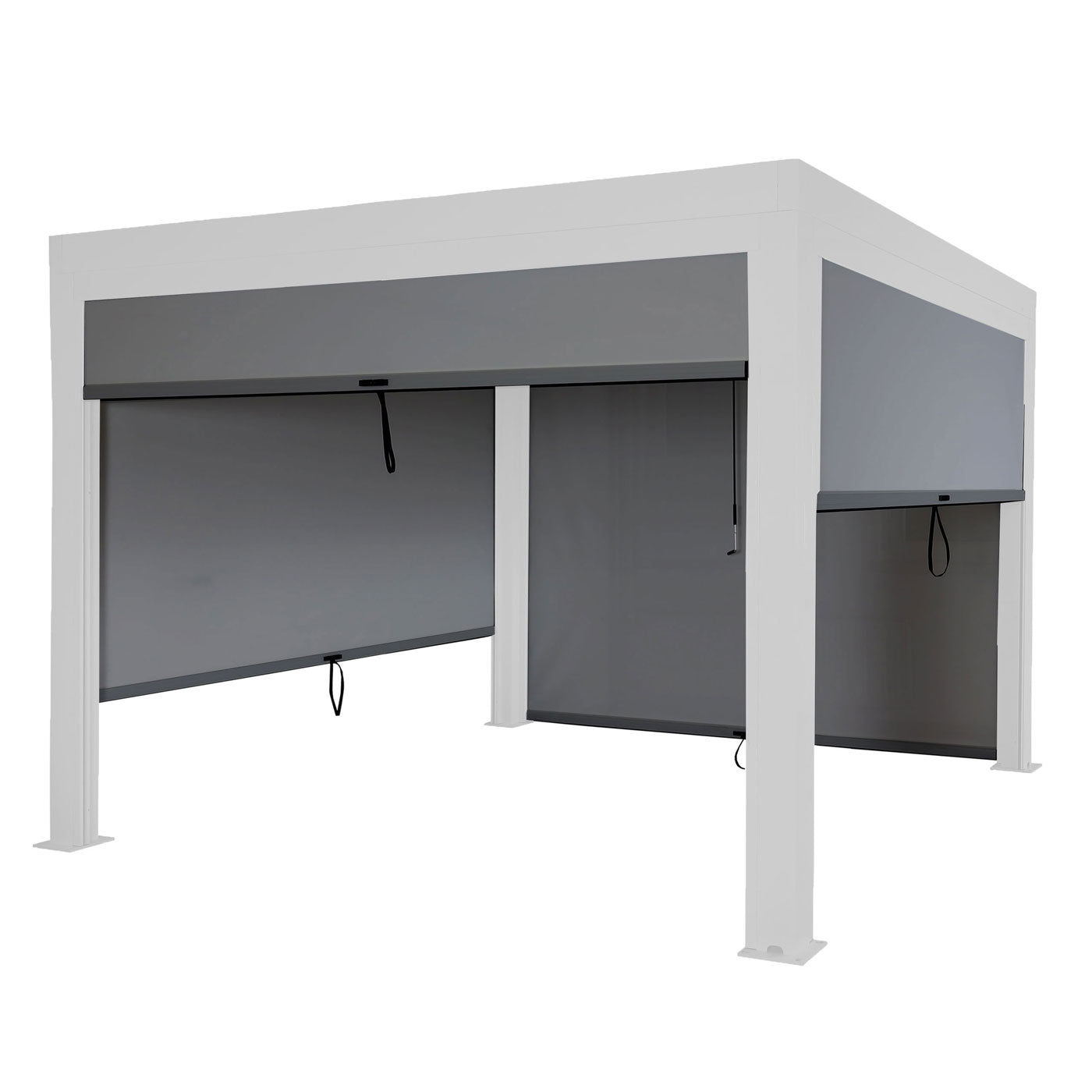 Cosmo Casa - Zijwand voor Pergola - Set van 4 Paviljoenrolgordijn Vervangende Zijwanden - Stoftextiel - Antraciet - 3×3 m