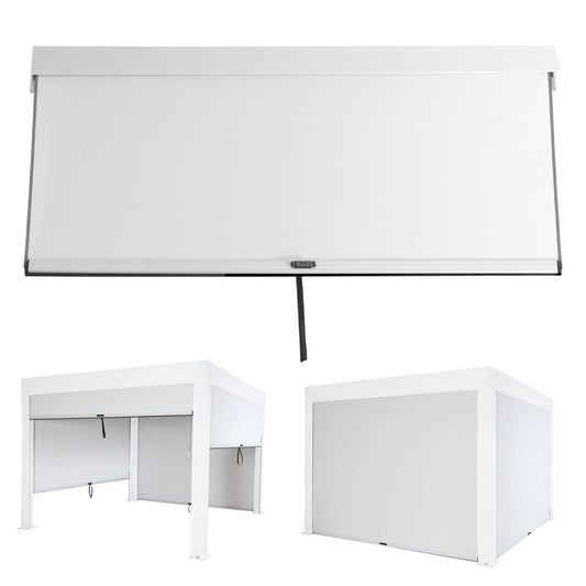 Cosmo Casa - Zijwand voor Pergola - Set van 4 Paviljoenrolgordijn Vervangende Zijwanden - Stoftextiel - Wit - 3×3 m