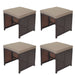 Cosmo Casa - Set van 4 Tuinkrukjes - Crete Poly Rattan Krukjes met Kussens - Rattan en Textiel - Bruin en Beige