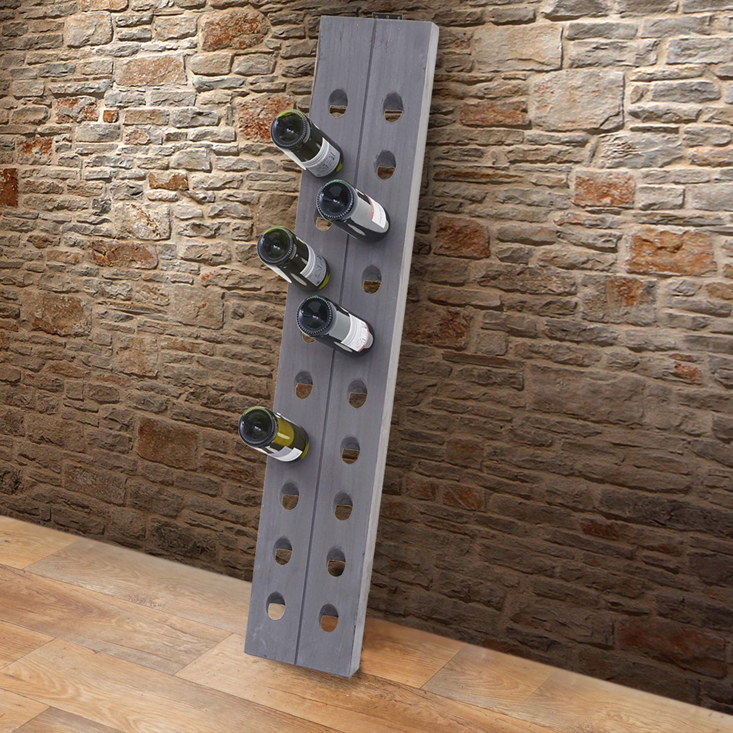 Cosmo Casa - Wijnrek - Flessenrek met Schudbord - Houtlook - Grijs