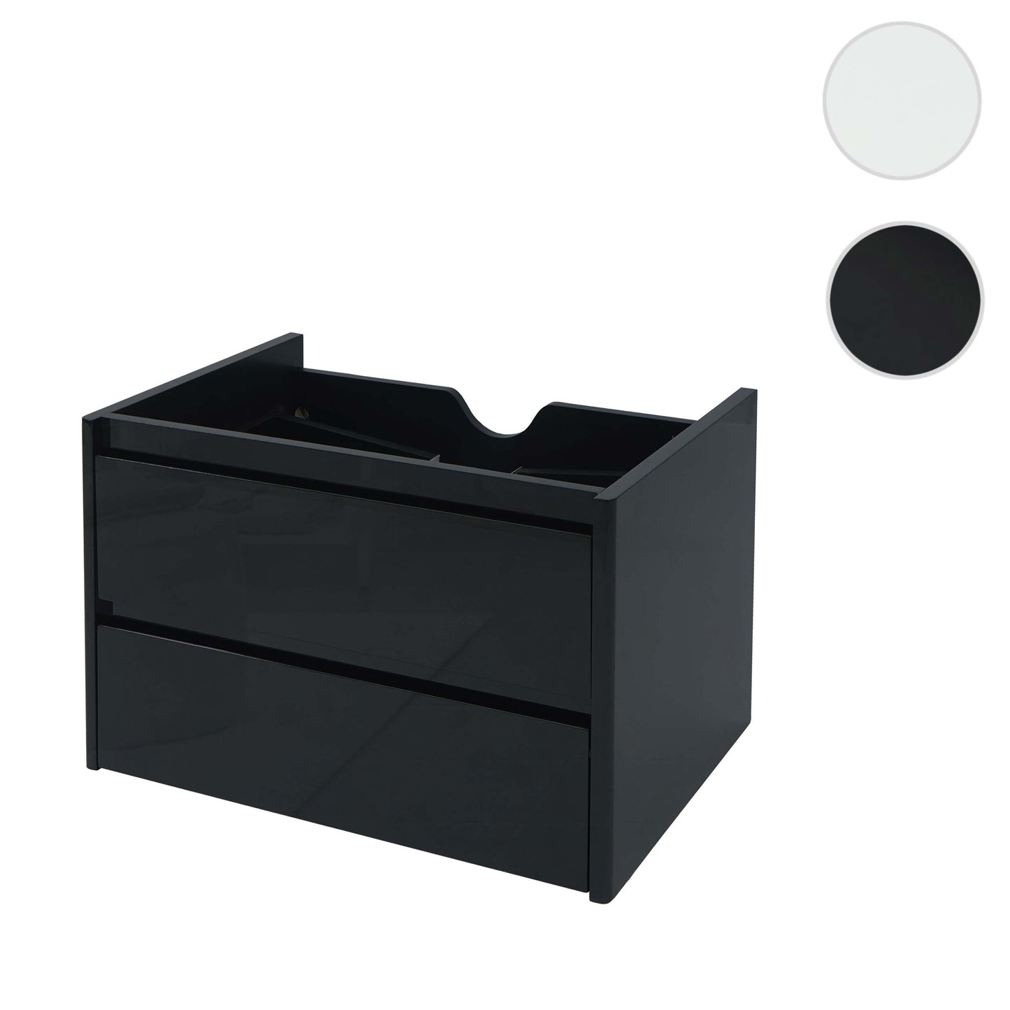 Cosmo Casa - Spoelbakonderkast - Soft-close - Hoogglans - Zwart - 50×60 cm