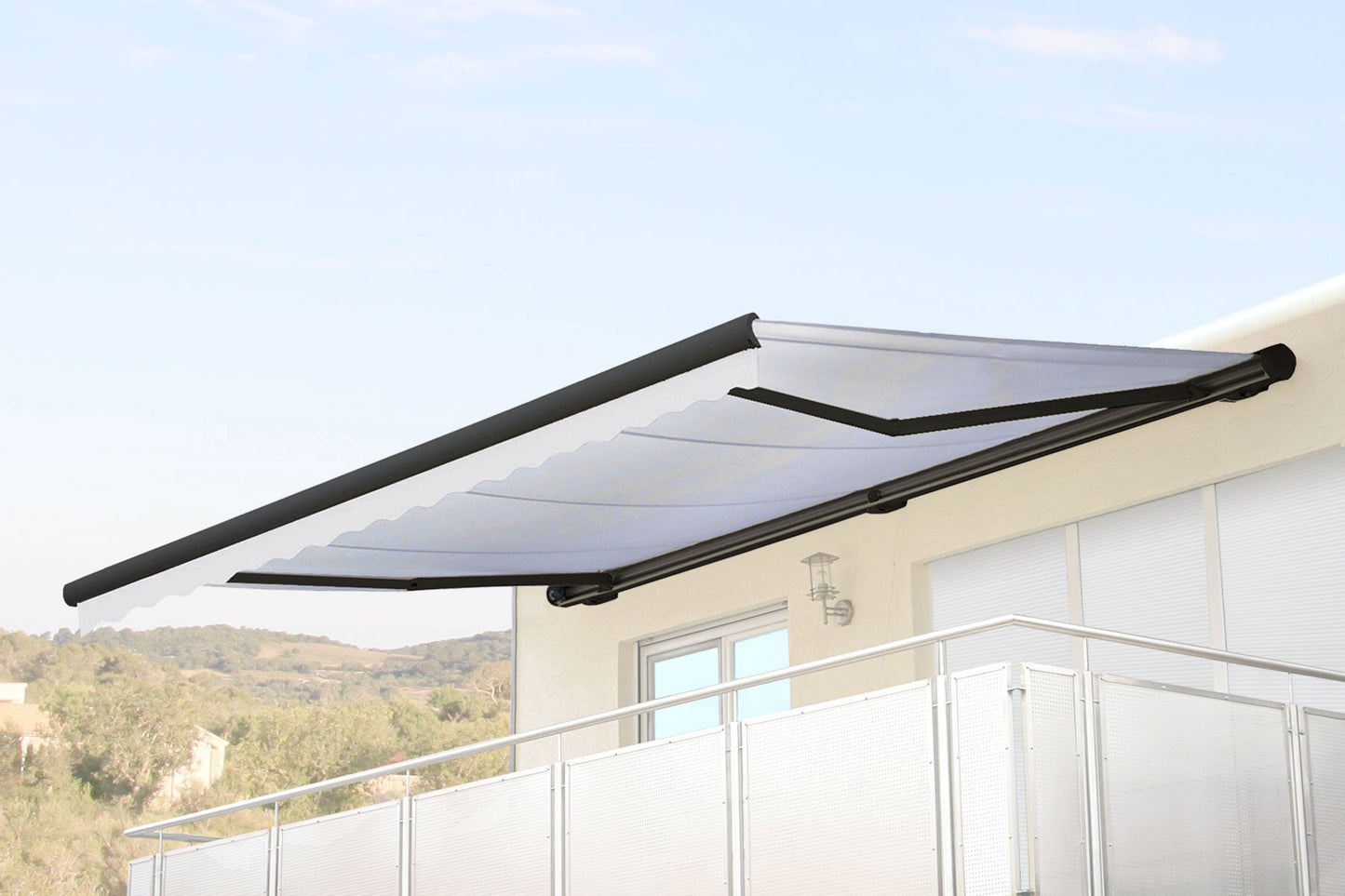 Cosmo Casa - Elektrisch Cassettescherm - Volledige Cassette met Volant 4,5×3 m - Acryl - Crème - Antraciet