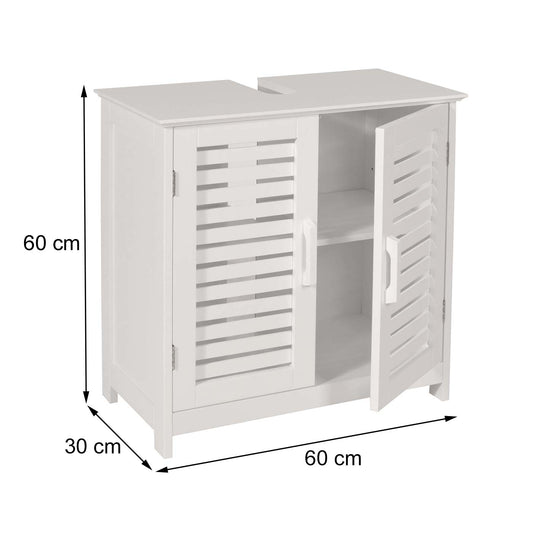 Cosmo Casa - Wastafelonderkast - Badkamerkast met Opbergvak - Bamboe MDF - 60x60x30cm - Wit