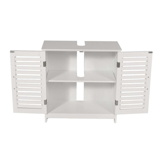 Cosmo Casa - Wastafelonderkast - Badkamerkast met Opbergvak - Bamboe MDF - 60x60x30cm - Wit