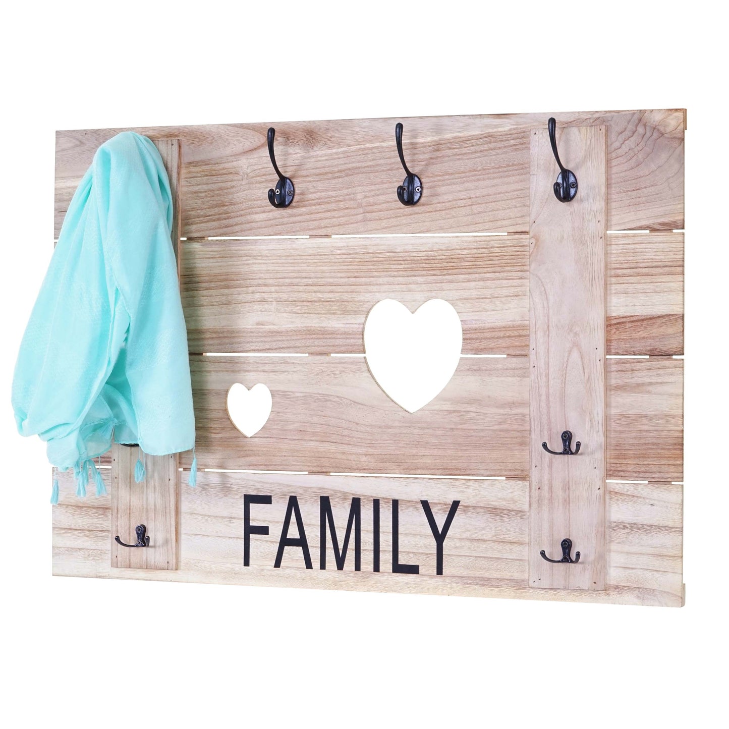 Cosmo Casa - Wandkapstok paneel - Vintage - Hout - Naturel - 60×90 cm