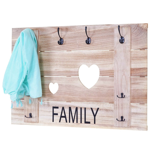 Cosmo Casa - Wandkapstok paneel - Vintage - Hout - Naturel - 60×90 cm