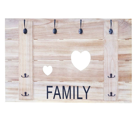 Cosmo Casa - Wandkapstok paneel - Vintage - Hout - Naturel - 60×90 cm