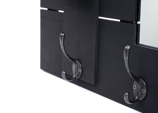 Cosmo Casa - Wandkapstokpaneel - Met spiegel - Hout - Donkergrijs - 90×60 cm