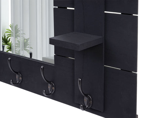 Cosmo Casa - Wandkapstokpaneel - Met spiegel - Hout - Donkergrijs - 90×60 cm