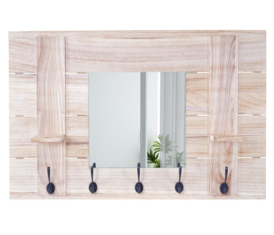 Cosmo Casa - Wandkapstok paneel - Vintage - Hout - Naturel - 90×60 cm