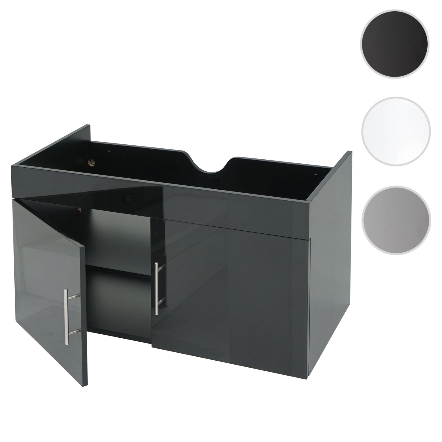 Cosmo Casa - Spoelbakonderkast - Hoogglans - FSC - Zwart - 90 cm