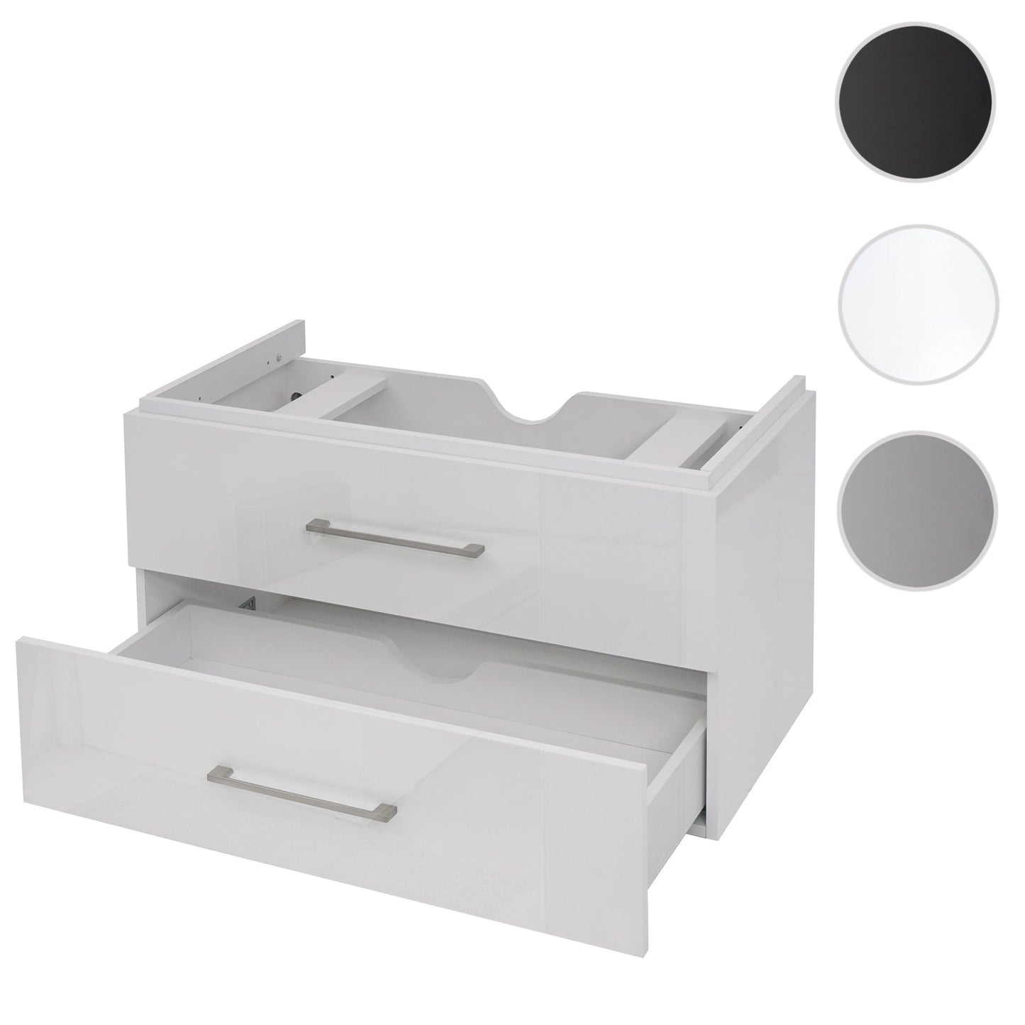 Cosmo Casa - Wastafelonderkast - Hoogglans - MDF - Wit - 90 cm