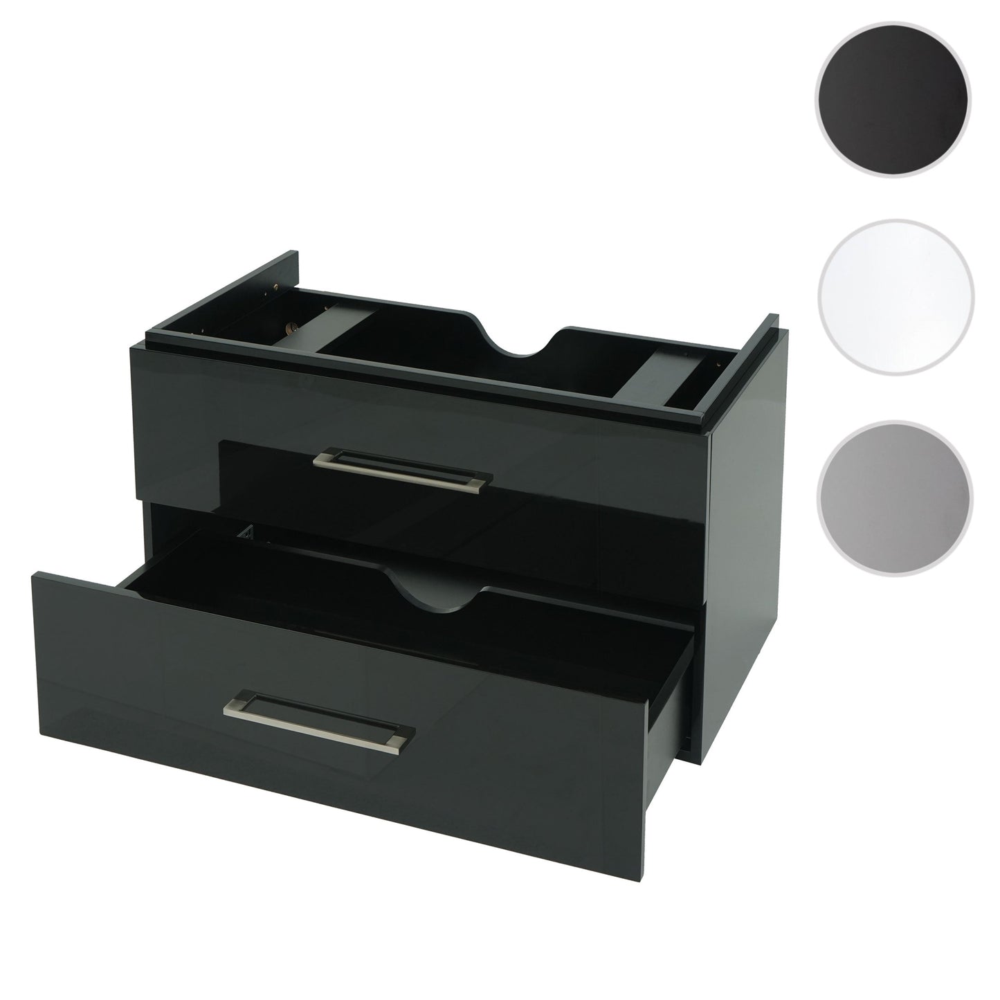 Cosmo Casa - Wastafelonderkast - Hoogglans - MDF - Zwart - 90 cm