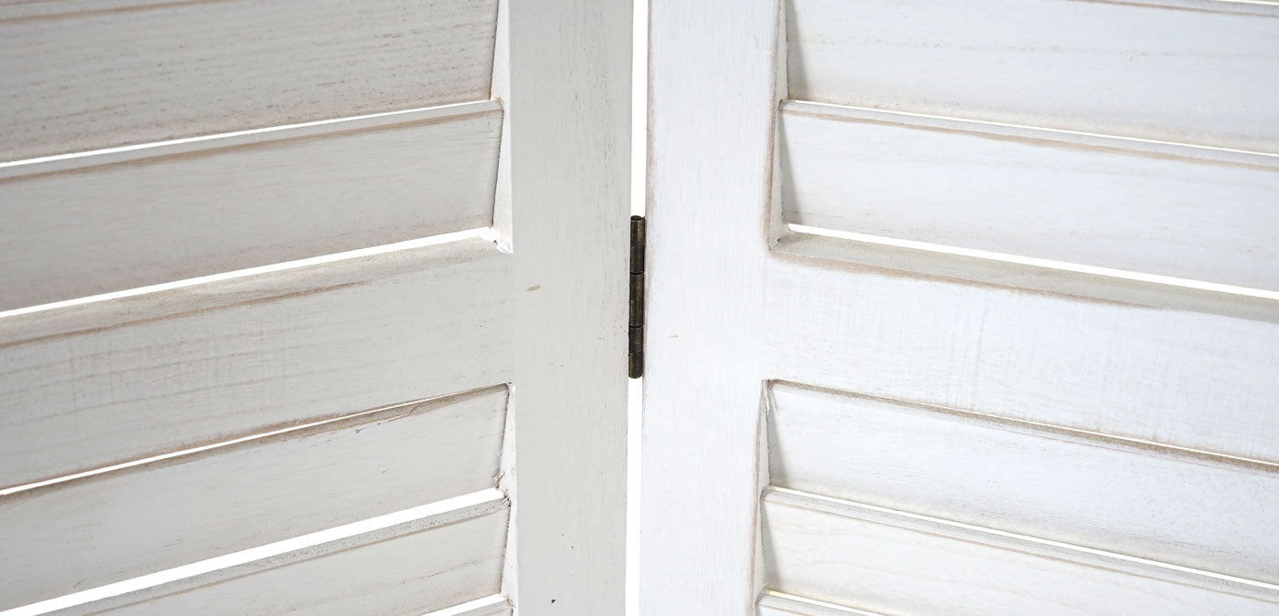 Cosmo Casa - Paravent - Vintage - Textiel - Wit - 170×205 cm