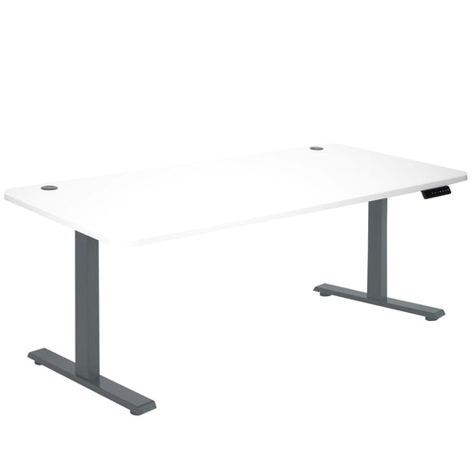 Cosmo Casa - Bureau elektrisch in hoogte verstelbaar - Computerbureau - Wit - Antracietgrijs - 160 x 80 cm