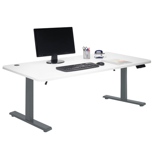 Cosmo Casa - Bureau elektrisch in hoogte verstelbaar - Computerbureau - Wit - Antracietgrijs - 160 x 80 cm