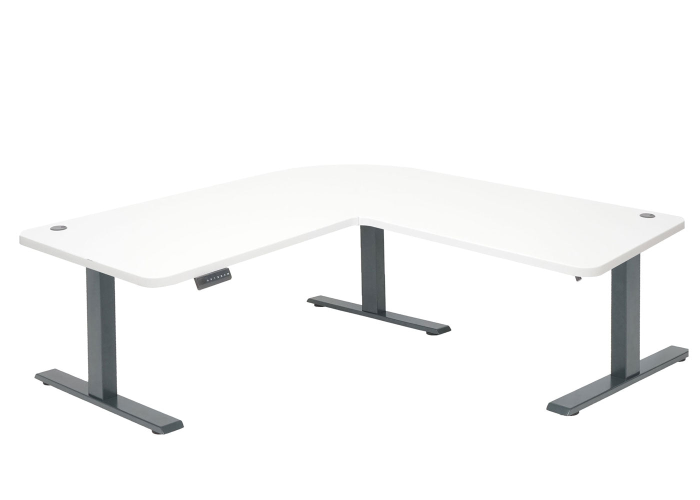 Cosmo Casa - Hoekbureau elektrisch in hoogte verstelbaar - Computerbureau - Wit - Antracietgrijs - 178 x 178 cm