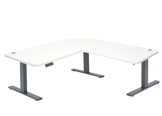 Cosmo Casa - Hoekbureau elektrisch in hoogte verstelbaar - Computerbureau - Wit - Antracietgrijs - 178 x 178 cm
