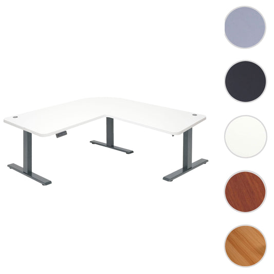 Cosmo Casa - Hoekbureau elektrisch in hoogte verstelbaar - Computerbureau - Wit - Antracietgrijs - 178 x 178 cm