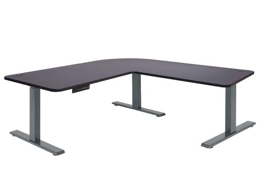 Cosmo Casa - Hoekbureau elektrisch in hoogte verstelbaar - Computerbureau - Zwart - Antracietgrijs - 178 x 178 cm