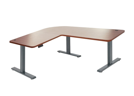 Cosmo Casa - Hoekbureau elektrisch in hoogte verstelbaar - Computerbureau - Naturel - Antracietgrijs - 178 x 178 cm