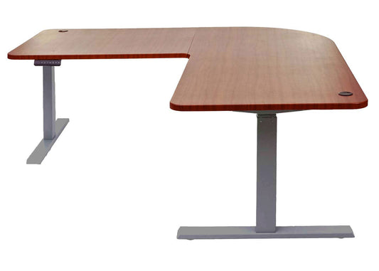 Cosmo Casa - Hoekbureau elektrisch in hoogte verstelbaar - Computerbureau - Naturel - Antracietgrijs - 178 x 178 cm